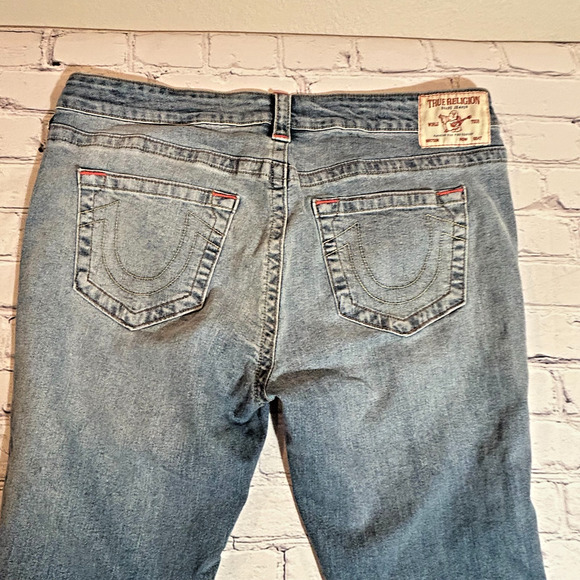 True Religion Jeans Womens Blue Carrie Low Rise Flare Stretch Made in USA 34x32 - Picture 3 of 13
